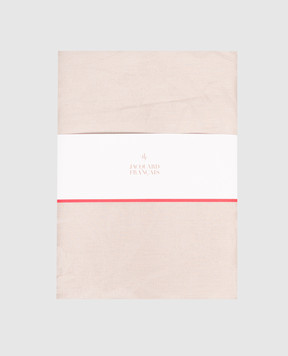 Le Jacquard Fraincais Beige Tivoli linen tablecloth with woven pattern 28103