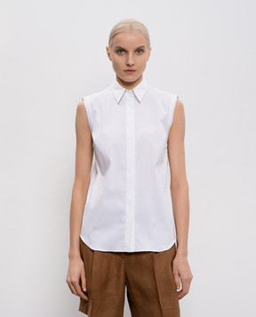 Brunello Cucinelli White sleeveless shirt with monil chain M0091MA616