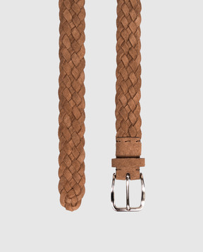 Brunello Cucinelli Brown suede braided belt MAUGT344P