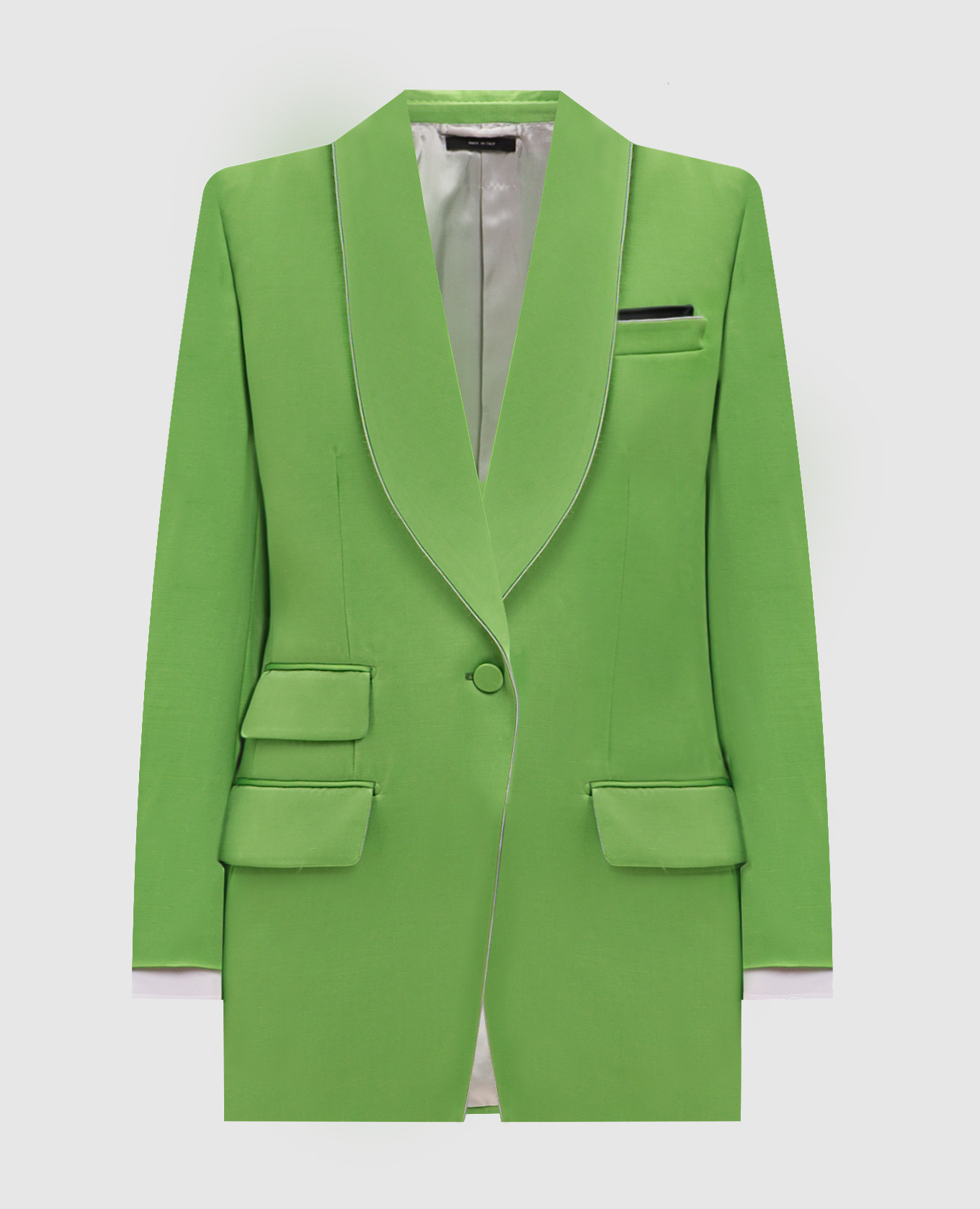 Groene jas van zijde en wol