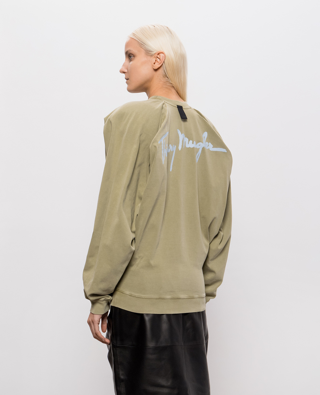 Khaki sweatshirt with accent shoulders Thierry Mugler 4
