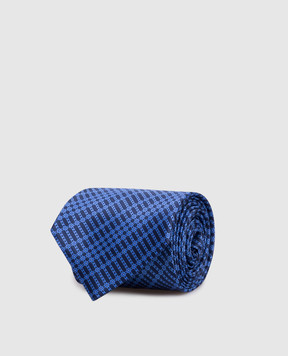 Stefano Ricci Blue silk tie with geometric pattern CH29042