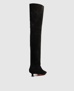 Santoni Black suede over-the-knee boots WSTI72408HI2SAEA