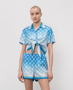 Casablanca Blue printed silk blouse WSS26SH26601