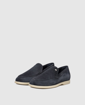 Stefano Ricci Blue suede loafers with emblem UC64G2287SDP