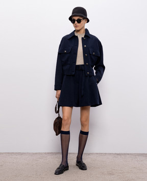 Brunello Cucinelli Blue wool jacket with a pattern MB1887597P