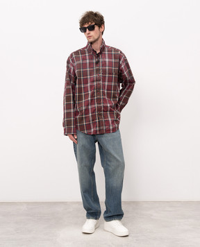 Balenciaga Burgundy checkered shirt with vintage effect 850813TLM09
