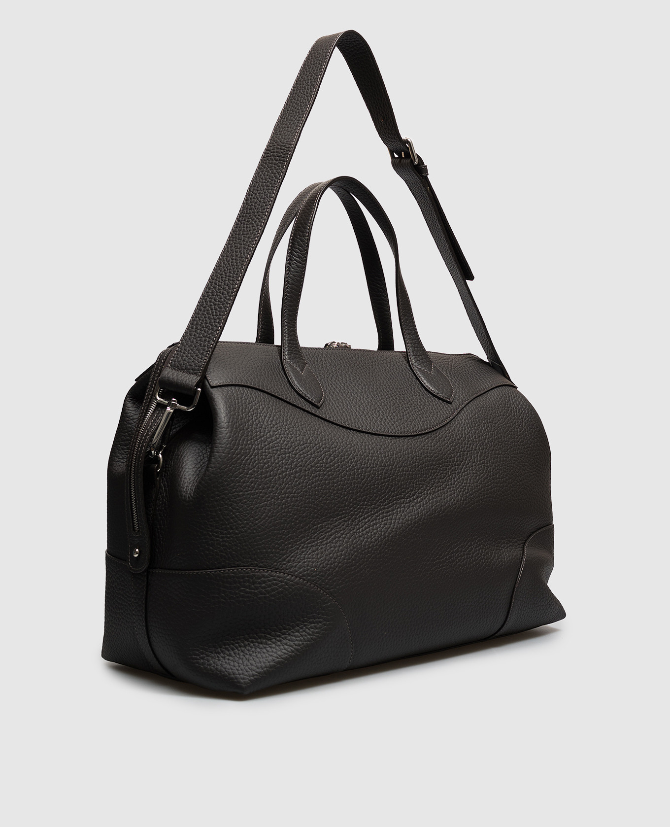 Dark brown leather travel bag Enrico Mandelli 3