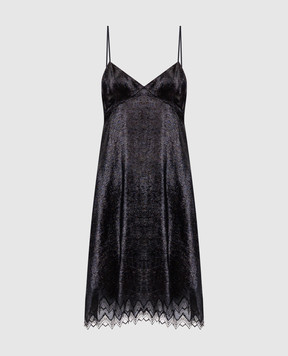 Tom Ford Black mini dress with silk AB3732FAX1892