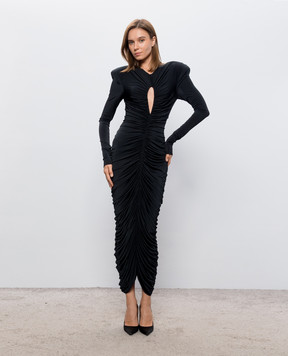 Nissa Black dress with accent shoulders RS16720