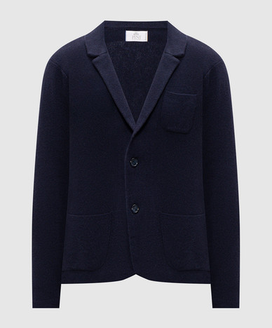 Blue wool and cashmere cardigan