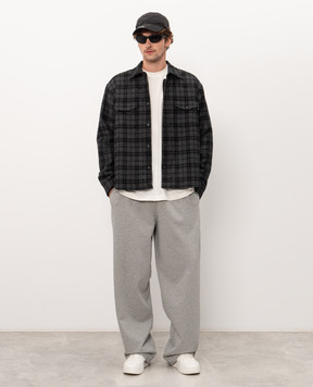 Vetements Gray shirt-style jacket with checked wool MH27SH065GCm