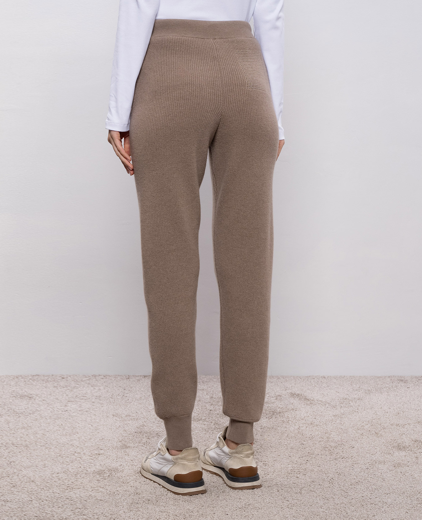 Brown wool, silk and cashmere joggers Peserico 4