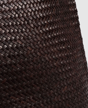 Dragon Brown Leather Woven Ars Tote Bag DGS68848