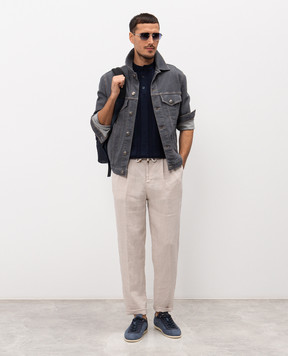 Brunello Cucinelli Blue linen t-shirt M2L707801