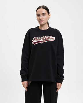 Dolce&Gabbana Black sweatshirt with logo patch F9S50ZGDDAI