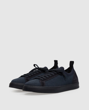 Doucal's Blue sneakers with textured logo DU3381SPENPZ785