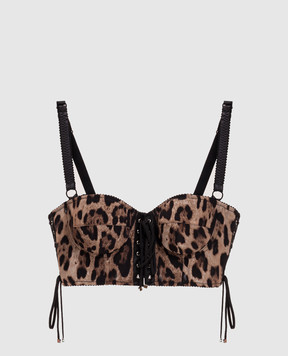 Dolce&Gabbana Brown leopard print bustier top F7BK9TFSUBF