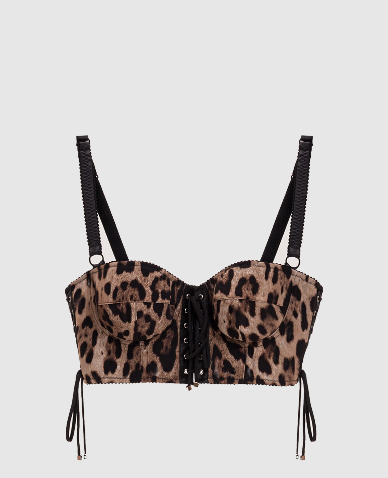 Braunes Bustier-Top mit Leopardenmuster
