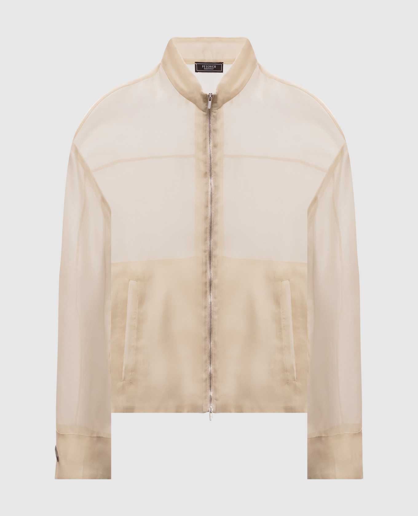

Beige silk jacket with branded patch Peserico