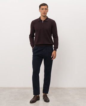 Bertolo Cashmere Purple wool and silk polo with textured pattern 902473002514
