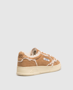 AUTRY MEDALIST brown suede sneakers with fur AULWGX01