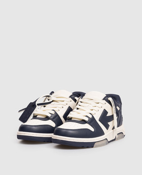 Off-White Out Of Office blue leather sneakers with logo OWIA259F25LEA0020348
