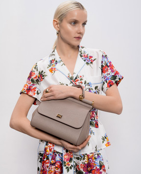 Dolce&Gabbana Beige leather bag Sicily with logo plate BB6002B1001