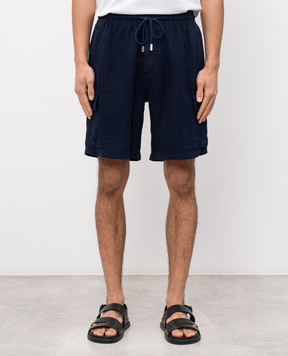Vilebrequin Blue linen cargo shorts BAIU3U01