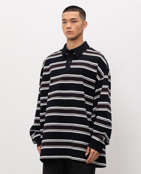 Juun.j Navy striped sweatshirt with polo collar JC6141P04R