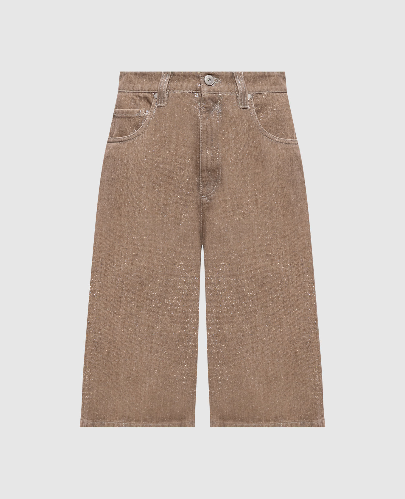 Beige denim Bermuda shorts with lurex Brunello Cucinelli