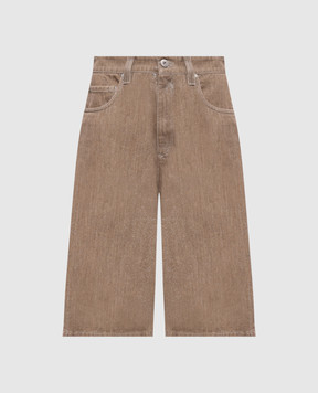 Brunello Cucinelli Beige denim Bermuda shorts with lurex ML109P4072