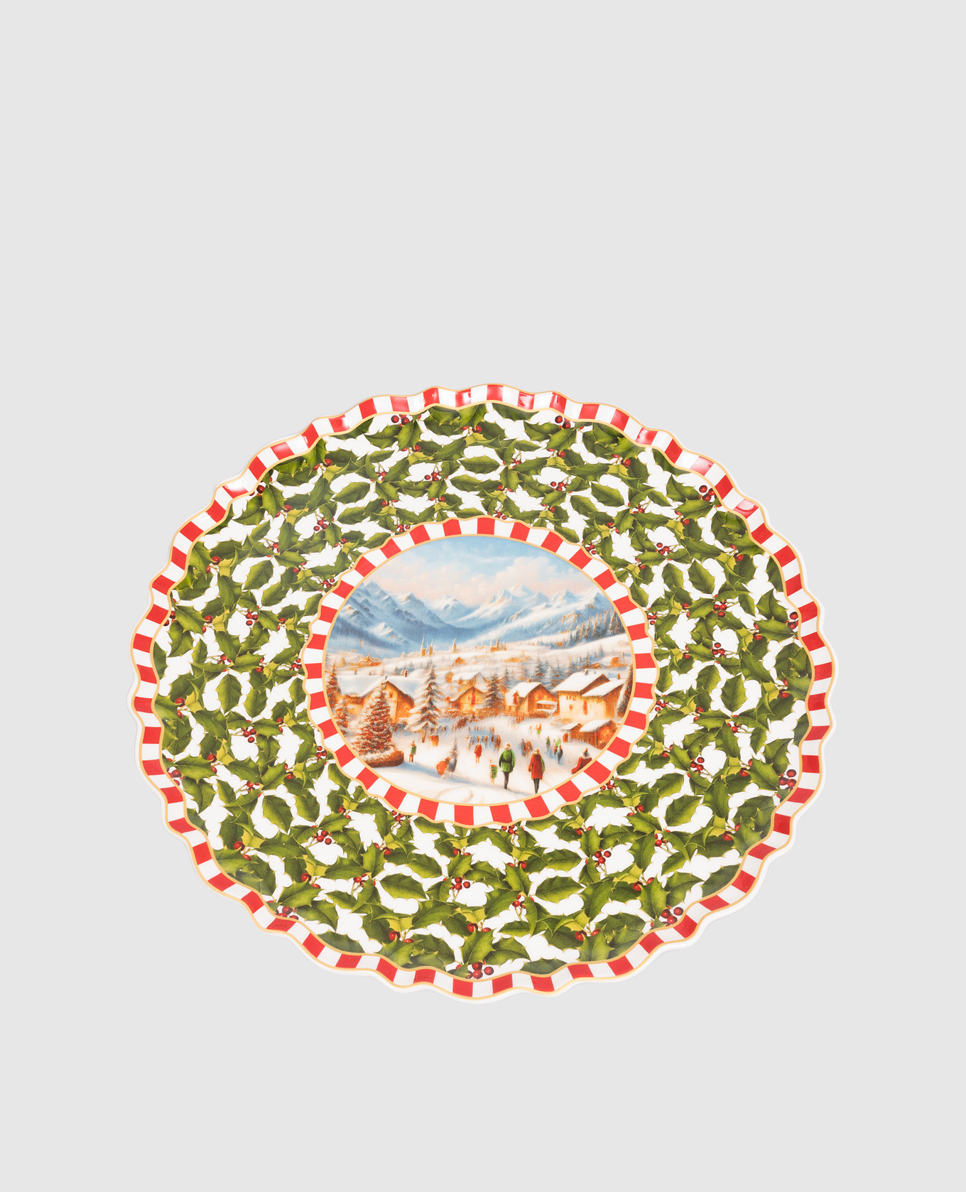 

Porcelain serving dish in Christmas print Palais Royal, Green