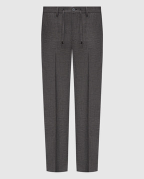 Stefano Ricci Grey linen, wool and silk trousers with emblem M1T6100018B127HA