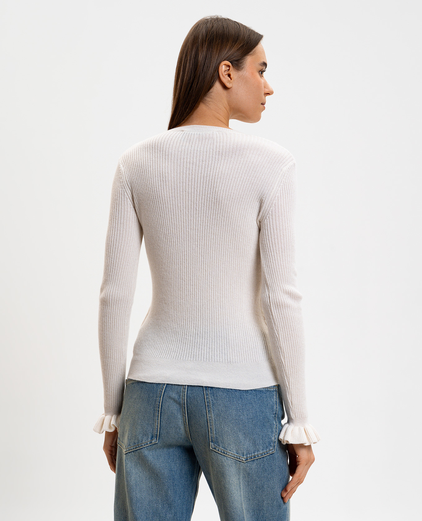 White cashmere pullover with logo embroidery Valentino 4
