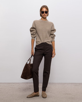 Brunello Cucinelli Brown cashmere and wool sweater with sequins MBM753500