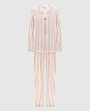 Dore & Rose Beige striped silk pajamas SILKPJSET