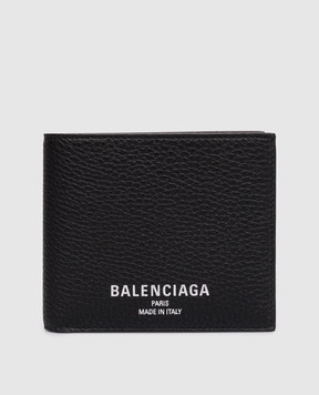 Balenciaga Black Leather Credit Square Folded Wallet 8119102ABV0