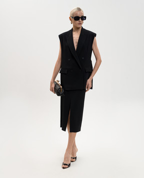 Dondup Black double-breasted vest with monogram DJ768IS0021DXXX