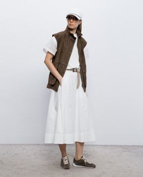 Brunello Cucinelli Brown suede vest with monil chain MPCAI7972