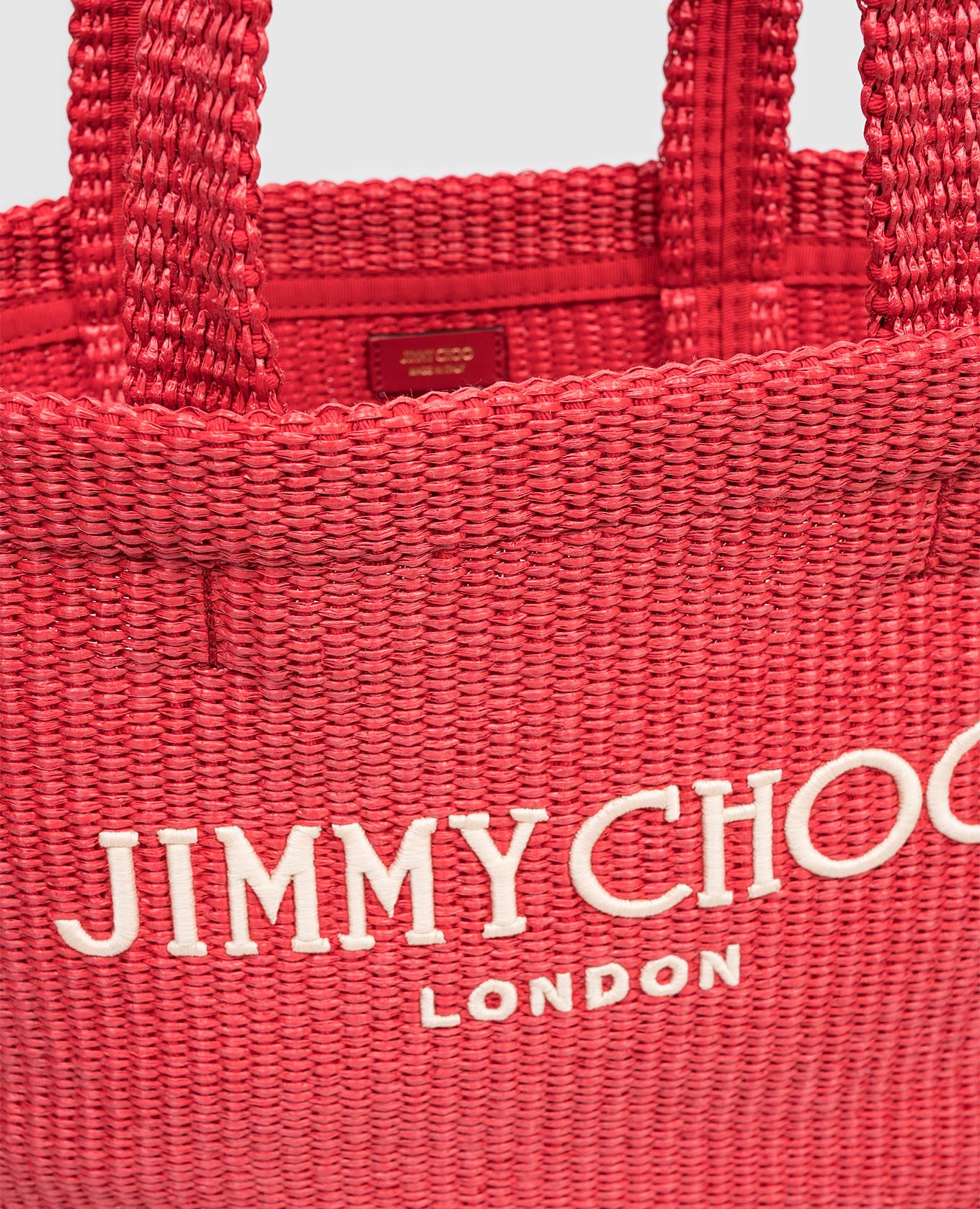 Red East-West raffia tote bag Jimmy Choo 4