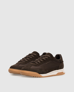 Kiton Brown logo-embossed combination sneakers USSA514N01532