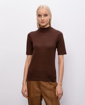 Brunello Cucinelli Brown cashmere and silk top M13800004P