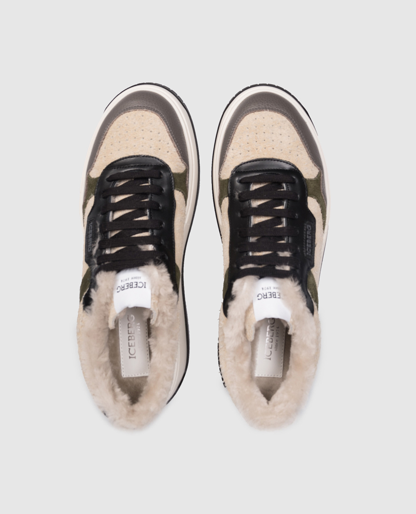 

Beige suede Clock sneakers with fur Iceberg