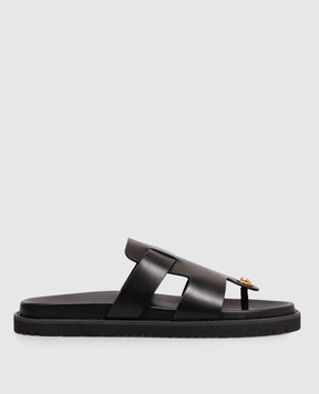 Versace Black leather flip-flops with emblem 10218581A16146