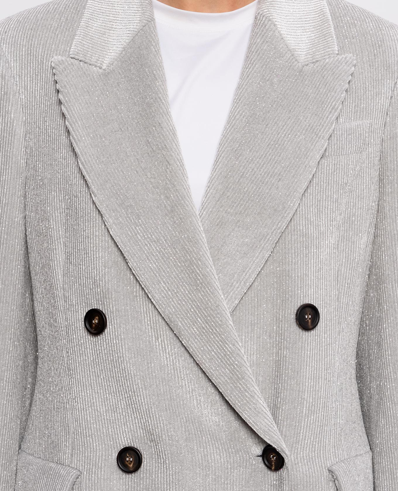 Gray double-breasted corduroy jacket with lurex Brunello Cucinelli 4