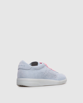 Santoni Blue suede sneakers with perforations WBPL61340CIETKSN