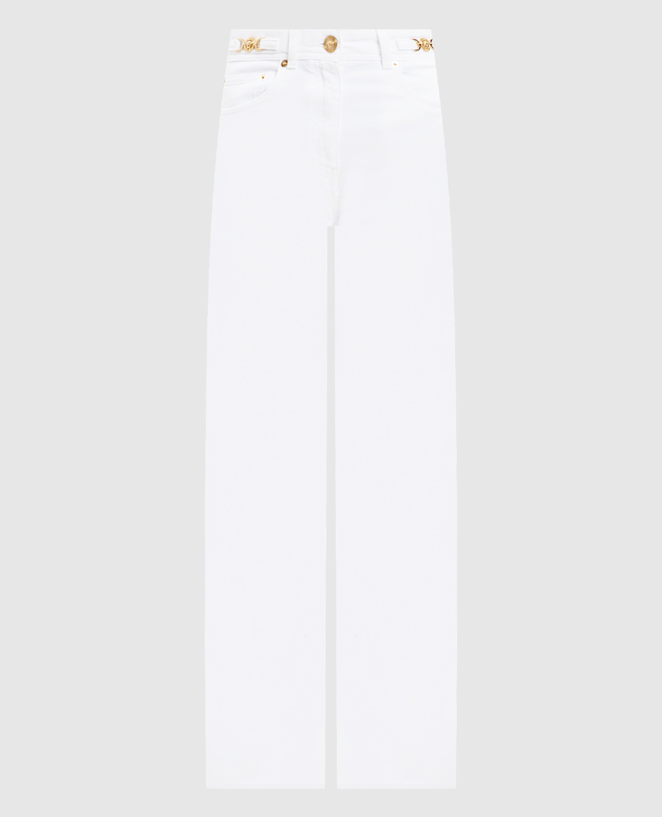 

White jeans with a patch Versace