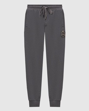 Dolce&Gabbana Grey melange joggers with logo patch GP07TZG7PZT