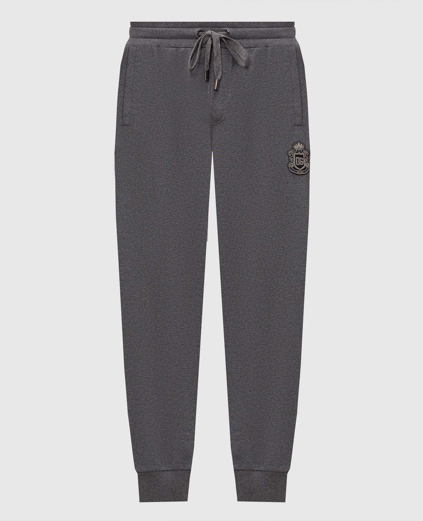 Grey melange joggers with logo patch